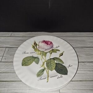 Roy Kirkham Redoute Roses Five 8” Plates Fine Bone China Made In England 1996
